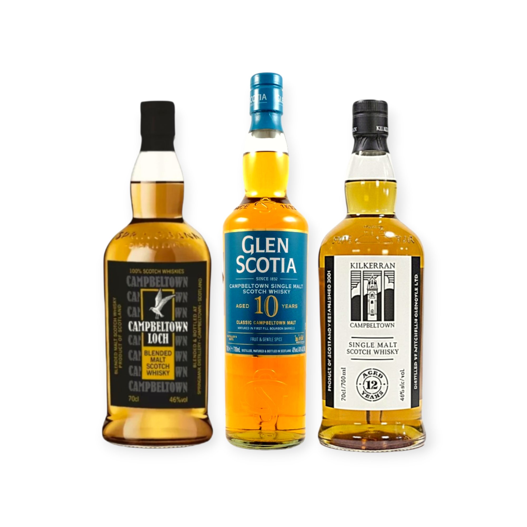 Campbeltown Whisky Trio:
Campbeltown Loch | Glen Scotia 10 |Kilkerran 12